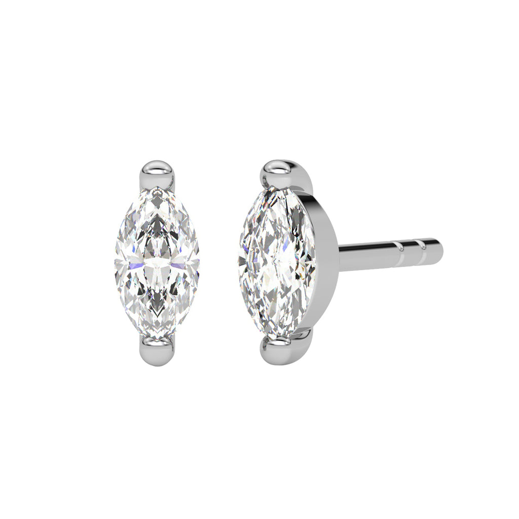 CLARA 925 Sterling Silver Marquise Studs Earrings Gift for Kids Girls