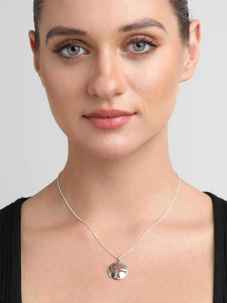 CLARA 925 Sterling Silver Tree Pendant Chain Necklace 