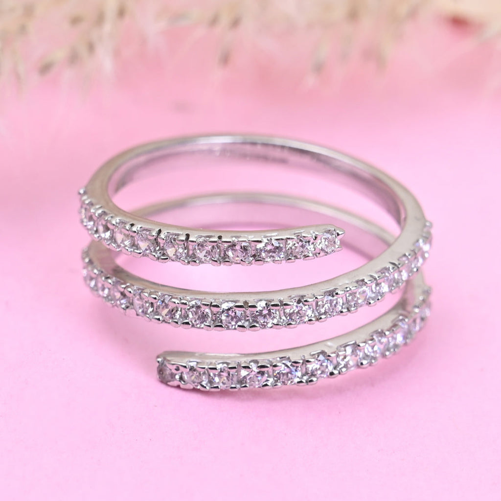 CLARA Pure 925 Sterling Silver Spiral Finger Ring with Adjustable Band 