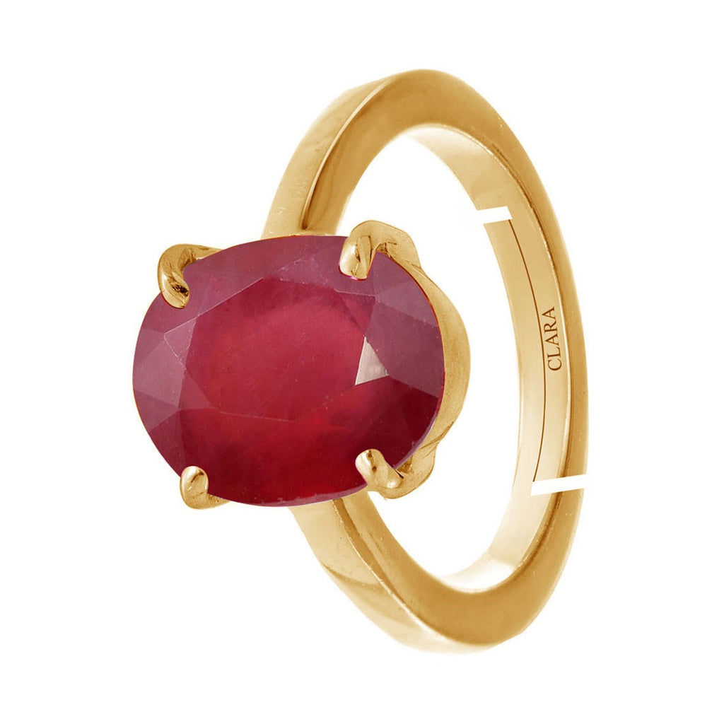 CLARA Certified Original Ruby Manik Gemstone 3.25 to 10.25 ratti or 3 to 9.3 carat Panchdhatu adjustable Ring for Men & Women