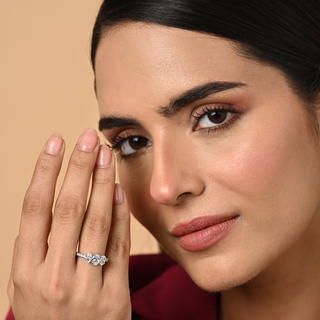 Silver Eloise Three Oval Ring