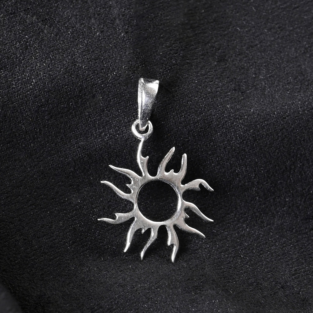 Silver Sun Men Pendant Necklace with Chain or without Chain
