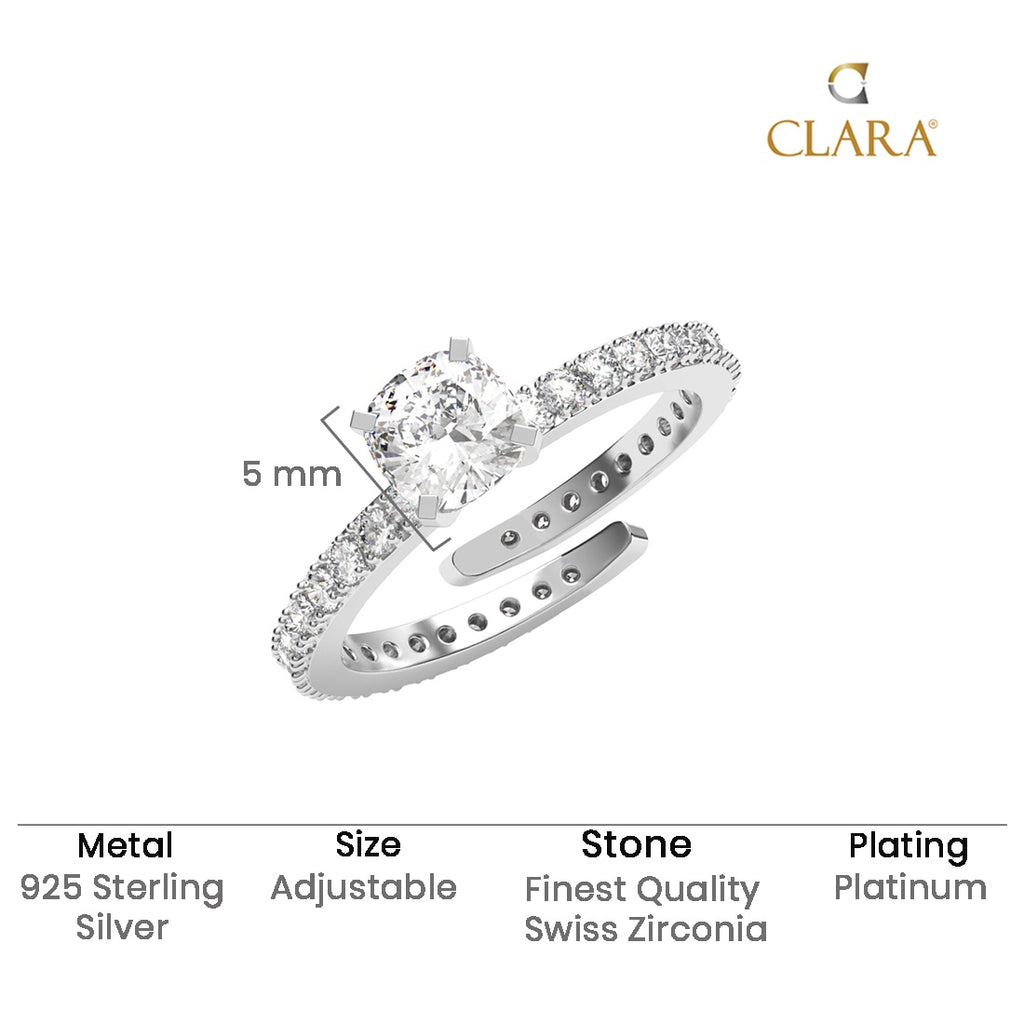 Silver Alma Princess Cut Solitaire Ring