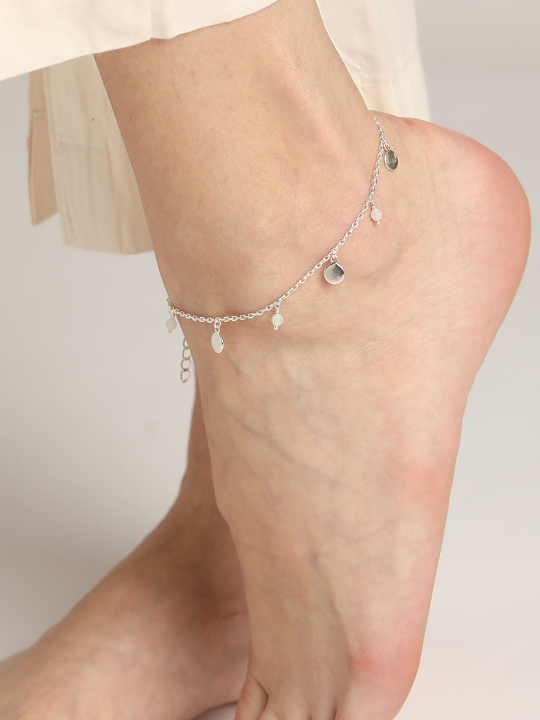 CLARA 925 Sterling Silver Azrah Anklet Payal ( Single ) Adjustable Chain Gift for Women and Girls