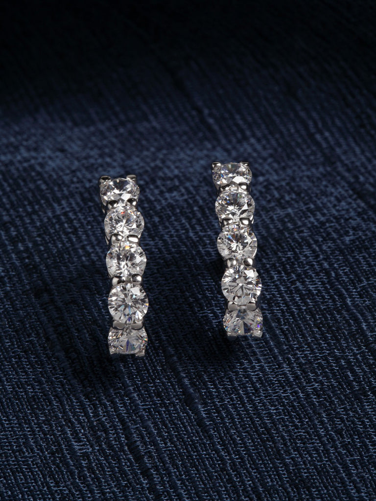 Clara 925 Sterling Silver and Cubic Zirconia Hoop Remy Earring With Screw Back for Women & Girls