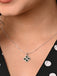 CLARA 925 Sterling Silver Green Flower Pendant Chain Necklace 