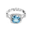 Silver Sky Blue Cushion Ring