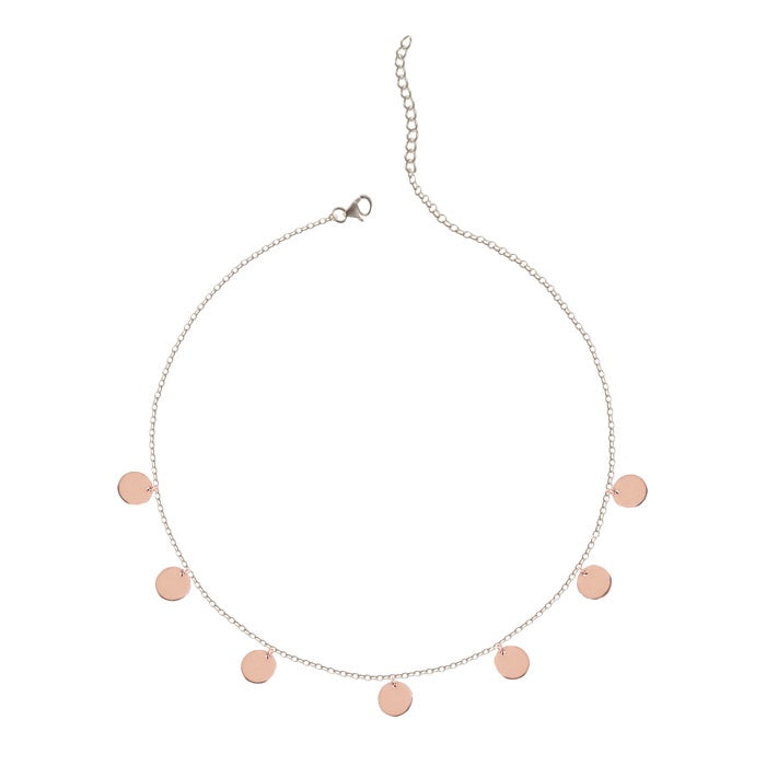 CLARA 925 Sterling Silver Hammered Charm Necklace Chain 