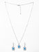 CLARA 925 Sterling Silver Azul Pendant Earring Chain Jewellery Set 