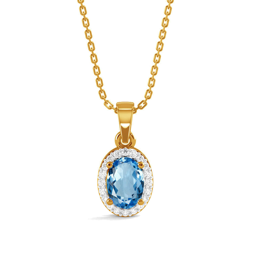 CLARA 925 Sterling Silver Blue Pendant Chain Necklace 