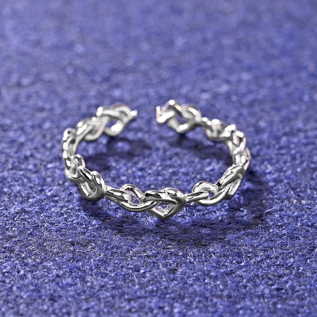 CLARA Pure 925 Sterling Silver Knotted Heart Finger Ring 