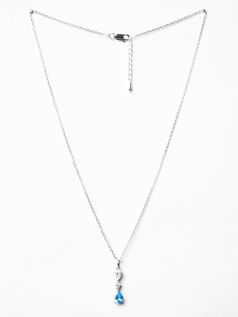 CLARA 925 Sterling Silver Pear Solitaire Pendant Chain Necklace 