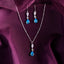 CLARA 925 Sterling Silver Pear Solitaire Pendant Earring Chain Jewellery Set 