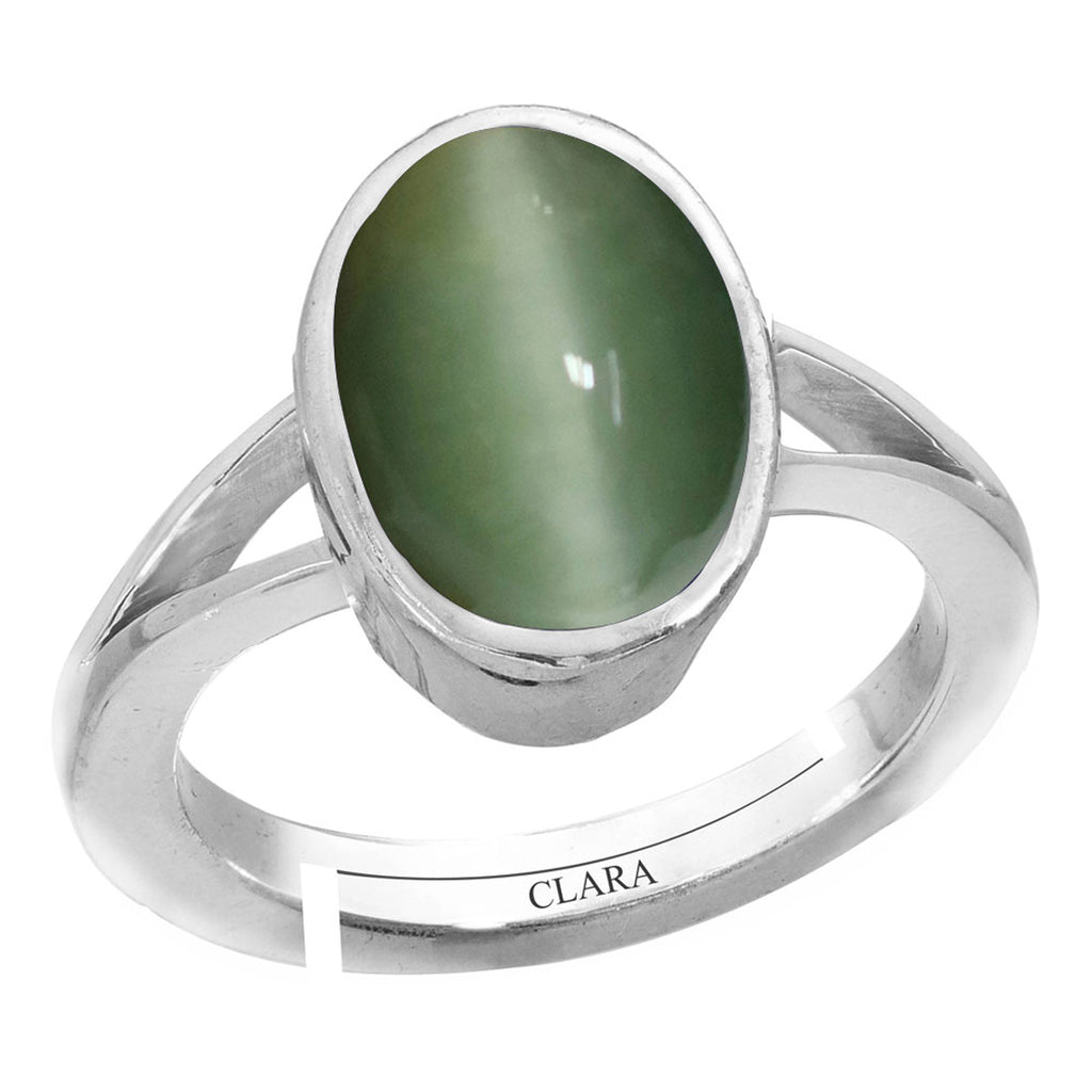 Certified Cat's Eye Lehsuniya 3cts or 3.25ratti 92.5 Sterling Silver Adjustable Ring