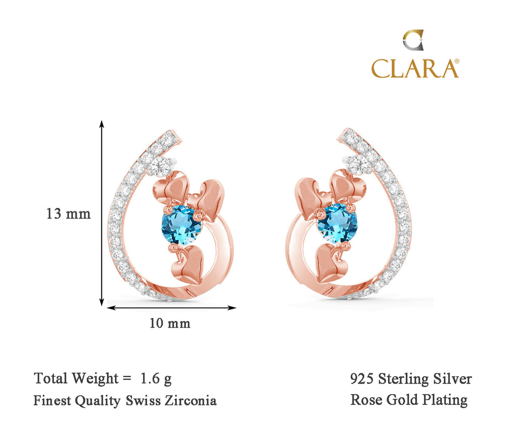CLARA 925 Sterling Silver Heart Earrings with Screw Back 