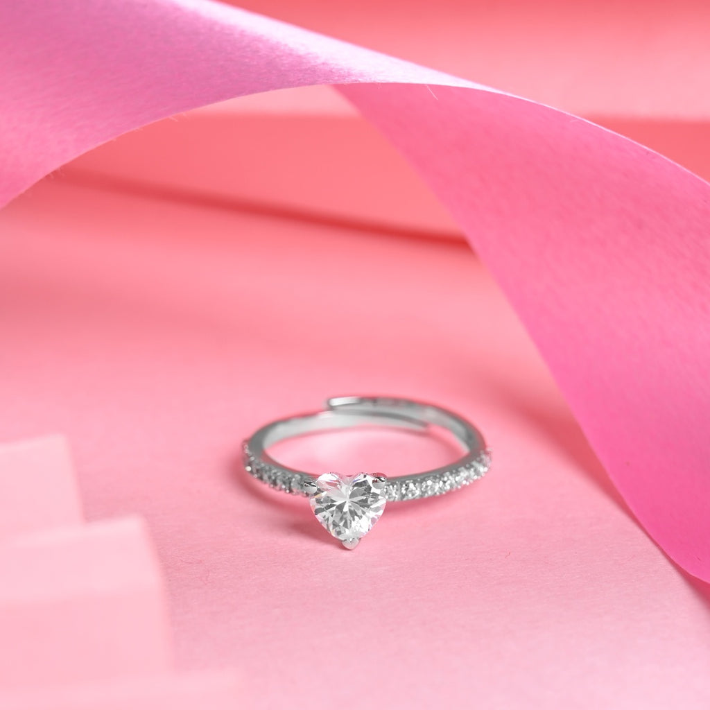 Silver Karine Heart Solitaire Promise Ring