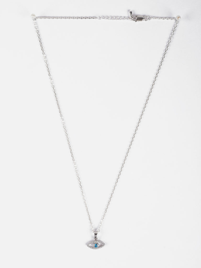 CLARA 925 Sterling Silver Evil Eye Bella Pendant Chain Necklace 