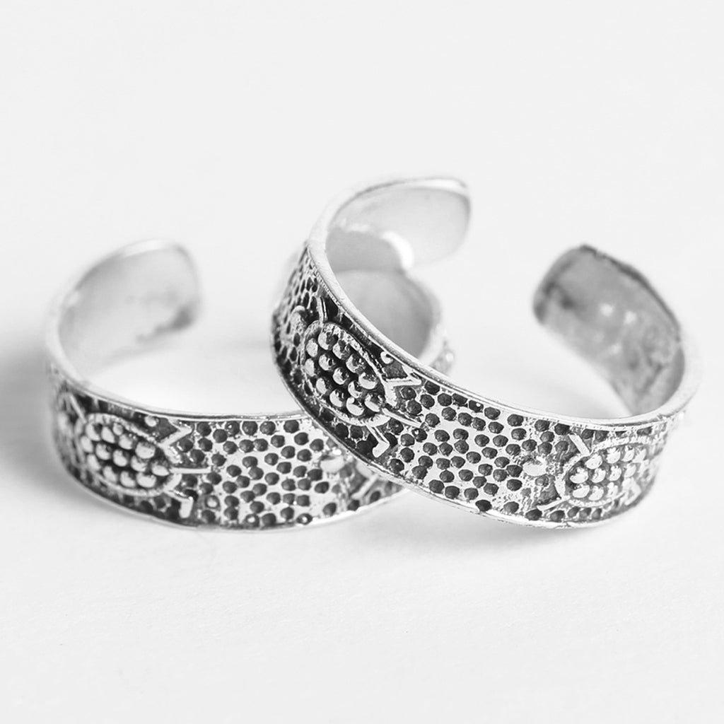 CLARA 925 Sterling Silver Tortoise Toe Rings Pair 
