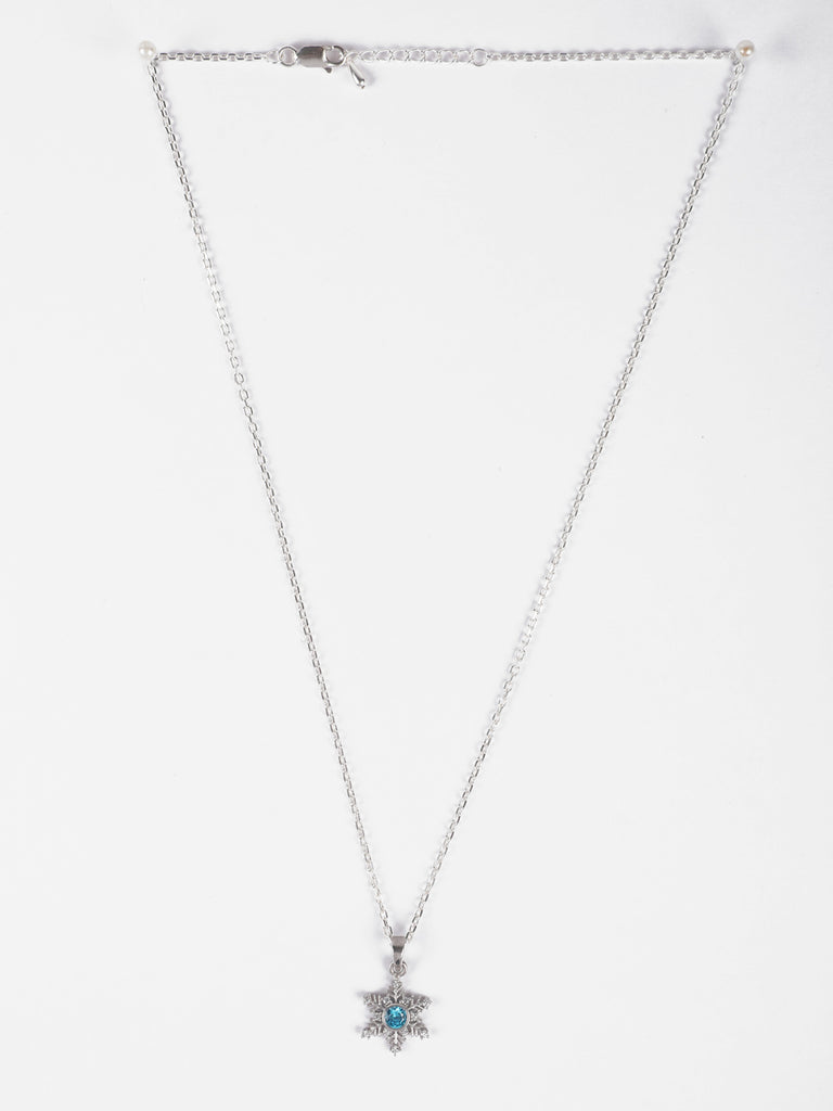 CLARA 925 Sterling Silver Snowflake Pendant Chain Necklace 