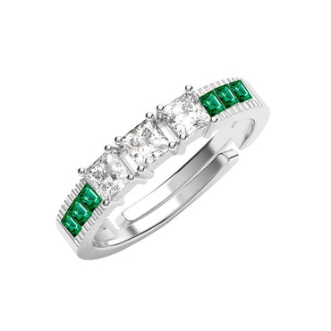 Silver Vera Minimal Green Ring