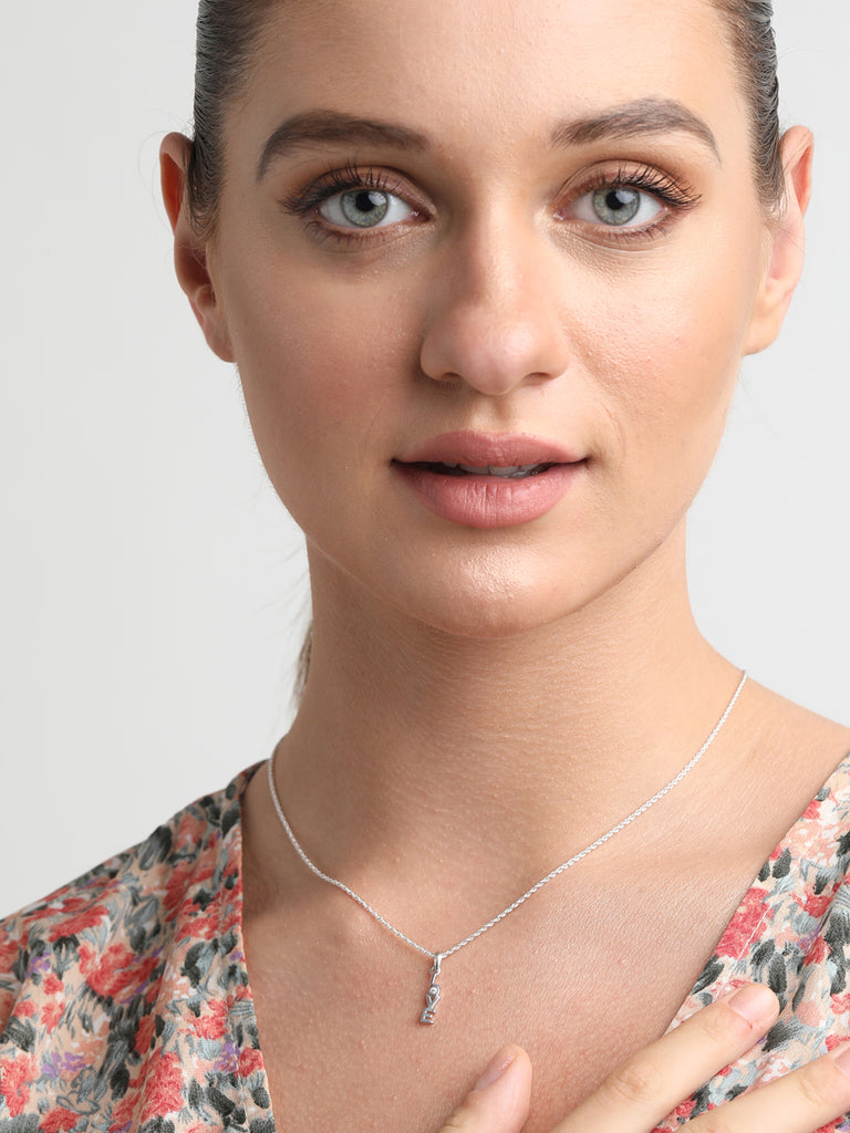 CLARA 925 Sterling Silver Love Pendant Chain Necklace 