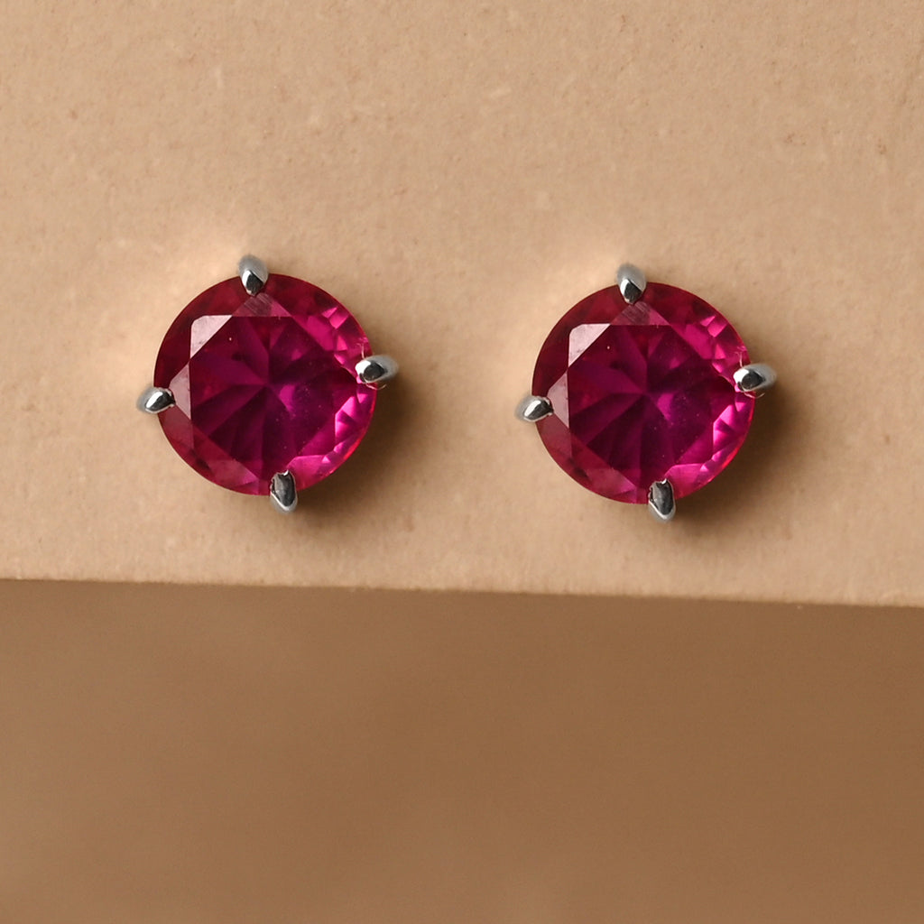 CLARA 925 Sterling Silver Blood Red Studs Earrings Gift for Kids Girls 