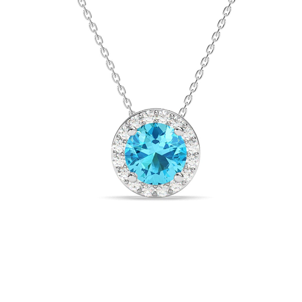Silver Orsa Blue Solitaire Pendant Chain 