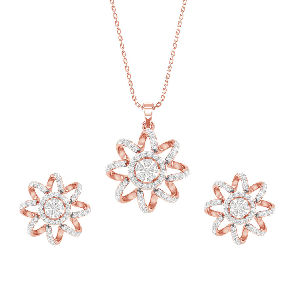 CLARA 925 Sterling Silver Anna Pendant Earring Chain Jewellery Set 