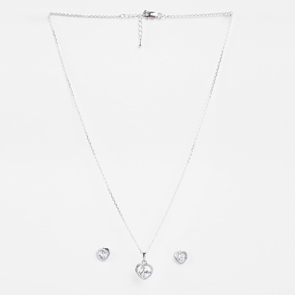 Silver Zola Heart Jewellery Set