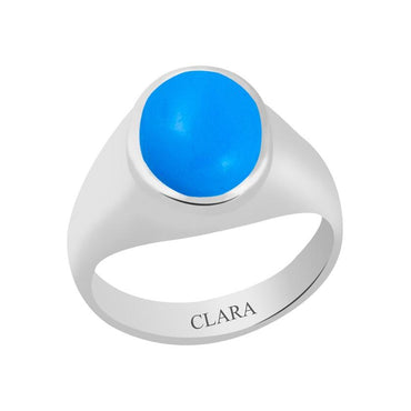 Certified Turquoise Firoza Bold Silver Ring 6.5cts or 7.25ratti