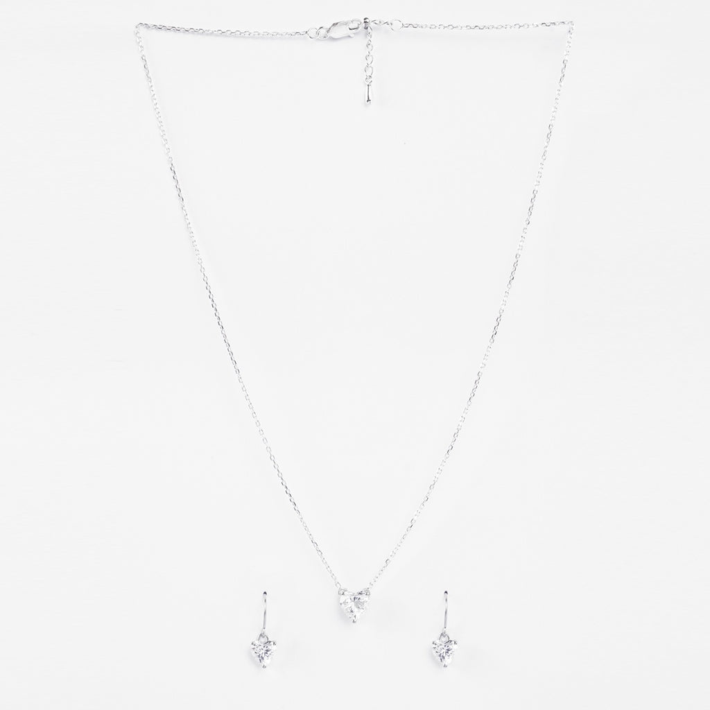 Silver Heart's Desire Solitaire Jewellery Set