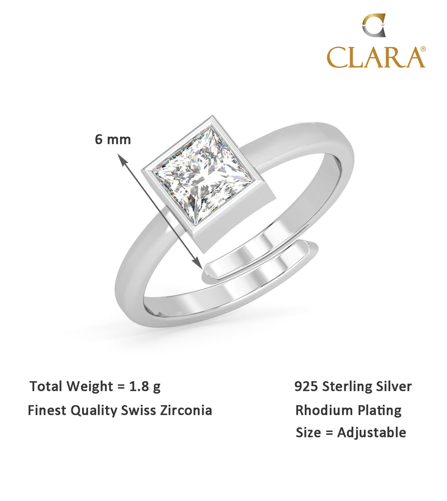 CLARA Pure 925 Sterling Silver Daily Wear Finger Ring with Adjustable Band 