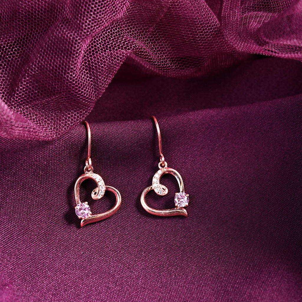 CLARA 925 Sterling Silver Pink Heart Earrings 
