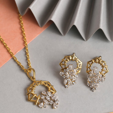 CLARA 925 Sterling Silver Alba Pendant Earring Chain Jewellery Set 
