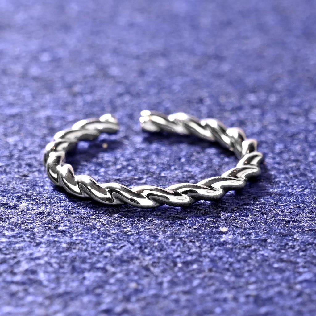 CLARA Pure 925 Sterling Silver Rope Finger Ring 