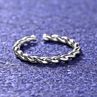 CLARA Pure 925 Sterling Silver Rope Finger Ring 