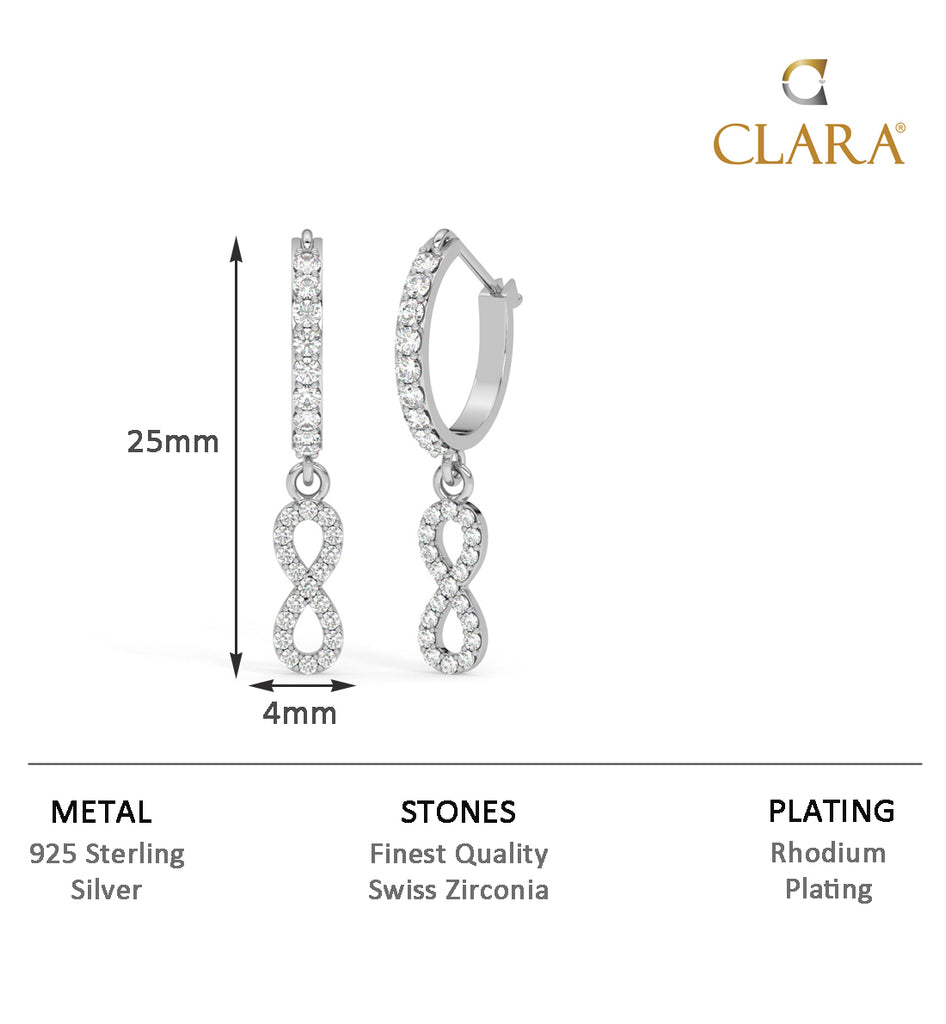 CLARA 925 Sterling Silver Infinity Hoop Bali Earrings 