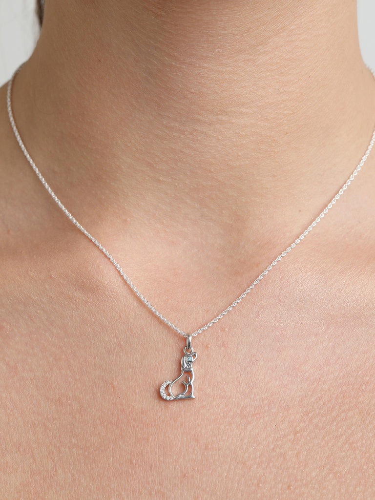 CLARA 925 Sterling Silver Dog Pendant Chain Necklace 