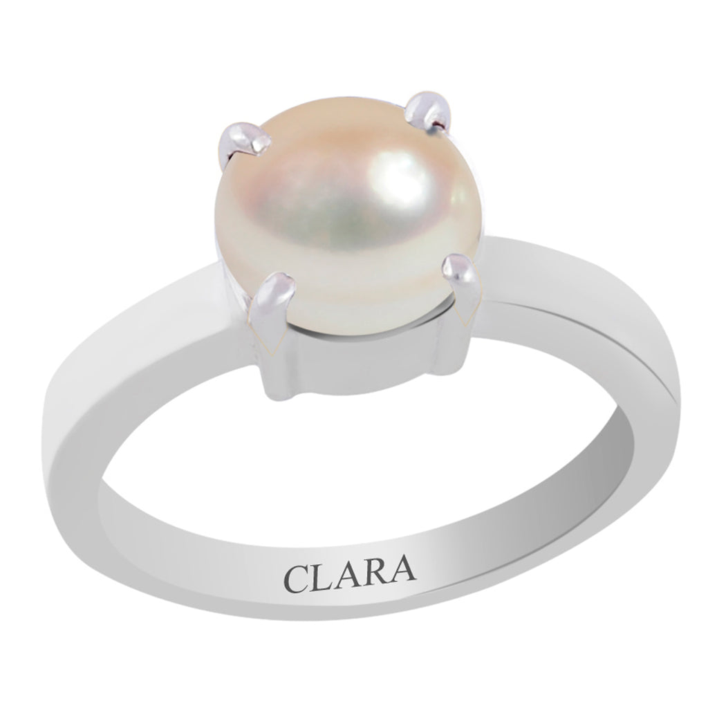 Certified Pearl Moti Prongs Silver Ring 3cts or 3.25ratti