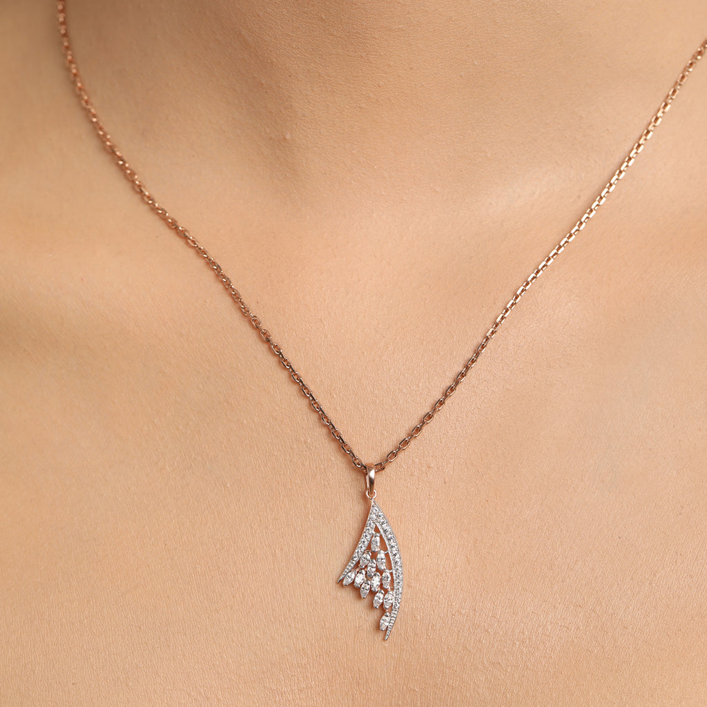 CLARA 925 Sterling Silver Lily Pendant Chain Necklace 