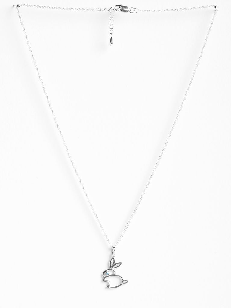 CLARA 925 Sterling Silver Rabbit Pendant Chain Necklace 