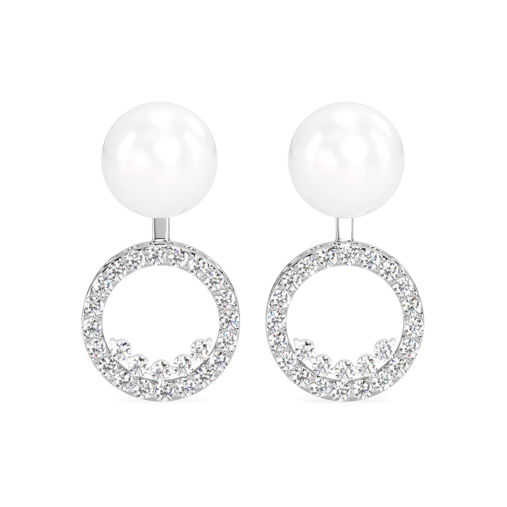 CLARA 925 Sterling Silver Pearl Detach Earrings | Rhodium Plated, Swiss Zirconia , Screw Back | Gift for Women & Girls