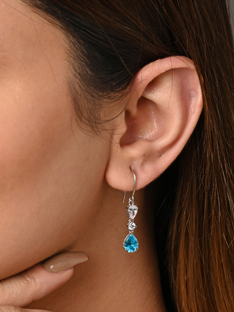 CLARA 925 Sterling Silver Pear Solitaire Earrings 