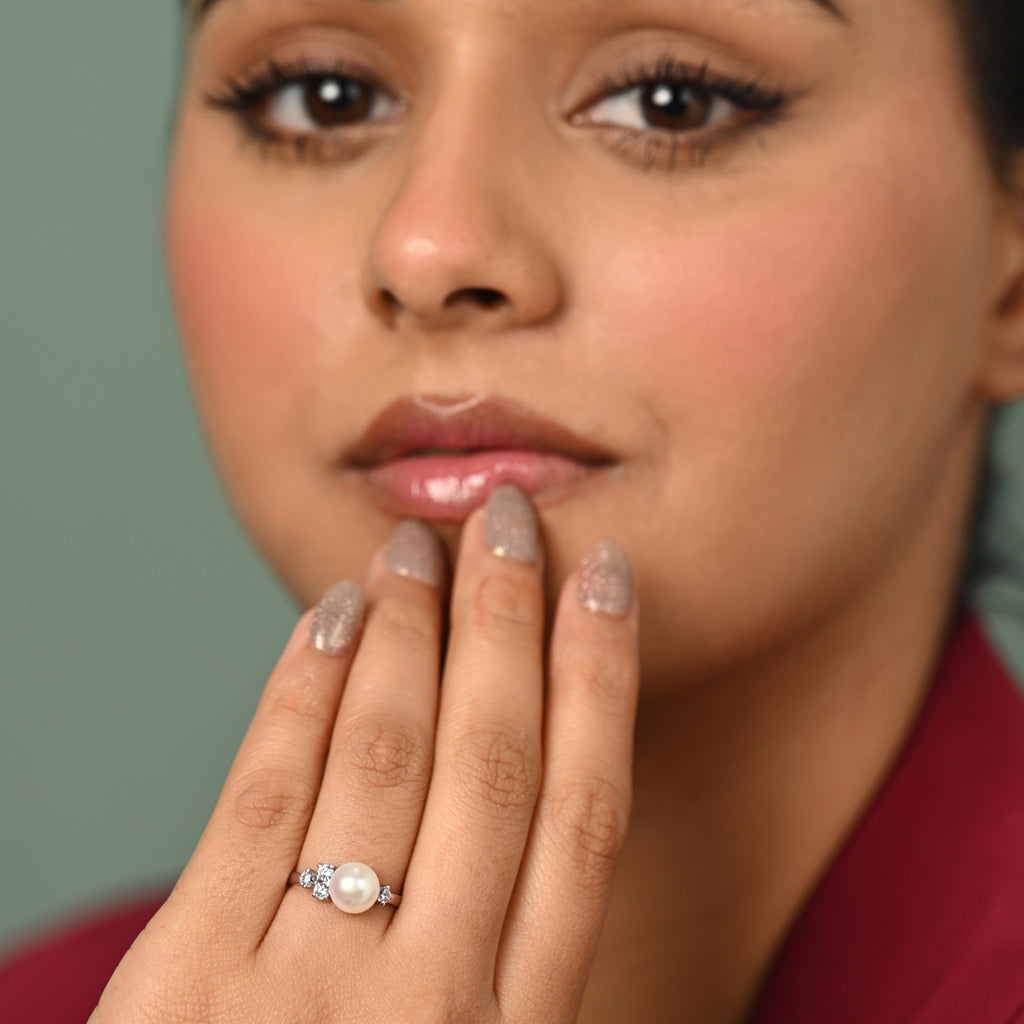 Silver Vittoria Real Pearl Size Adjustable Ring