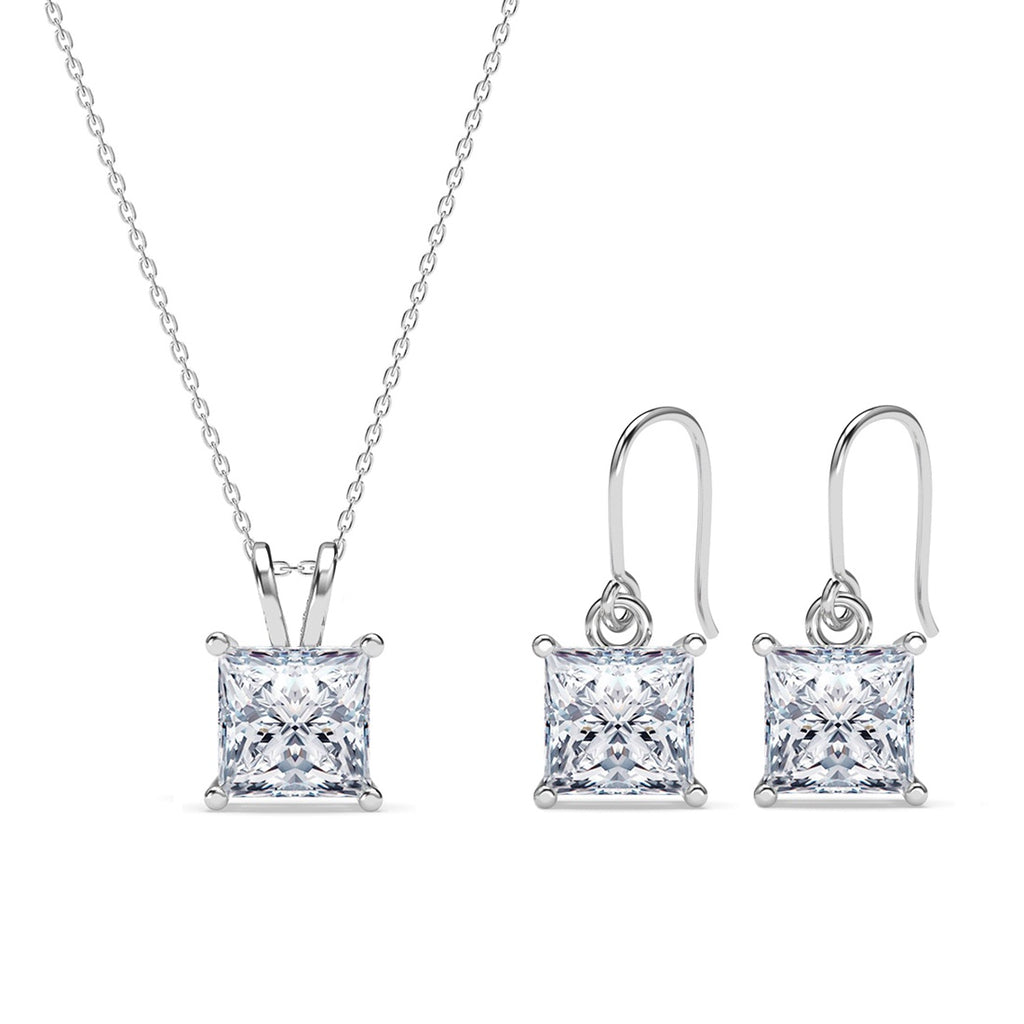 Silver Russo Square Solitaire Jewellery Set