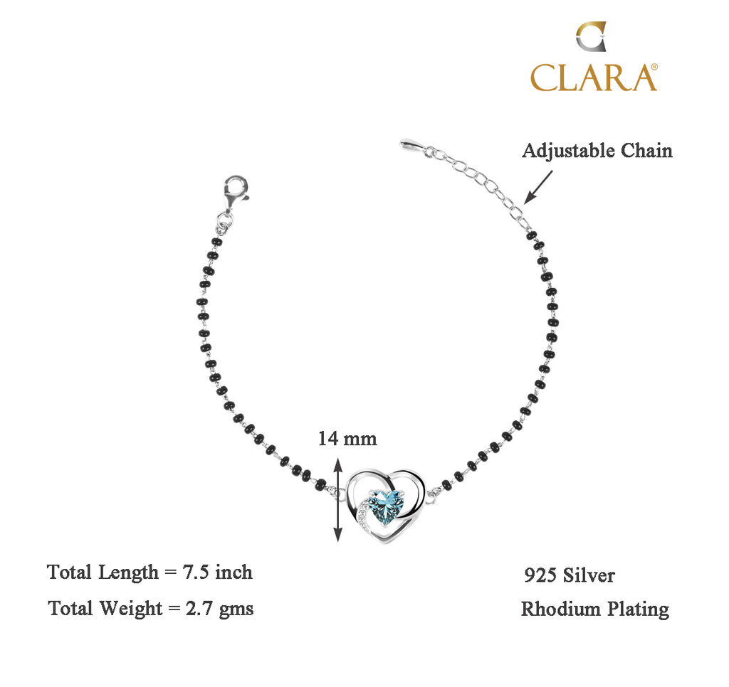 CLARA 925 Sterling Silver Heart Hand Mangalsutra Bracelet
