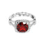 Silver Blood Red Cushion Ring