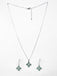 CLARA 925 Sterling Silver Green Flower Pendant Earring Chain Jewellery Set 