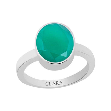 Certified Green Onyx Haqiq Elegant Silver Ring 6.5cts or 7.25ratti