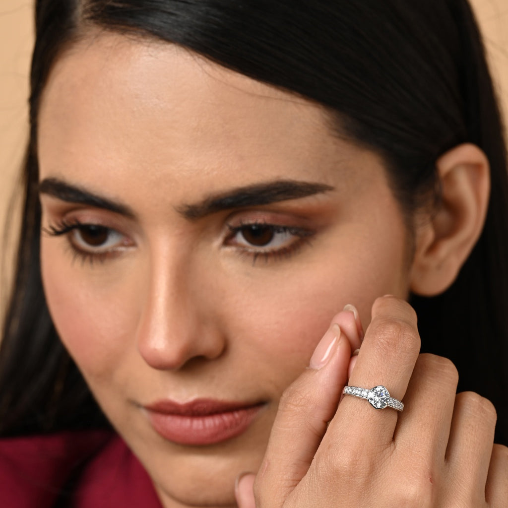 Silver Willa Solitaire Office Wear Ring